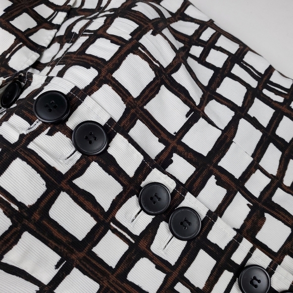 Talbots Stretch Corduroy White Brown Black Check Patterned Dress Size 4 - Picture 9 of 16